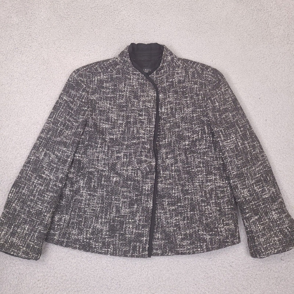 Talbots Blazer Womens Size 10 Black White Jacket Tweed Office Career Outdoor